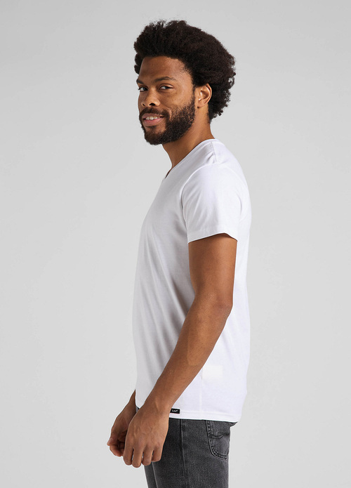 Meski T Shirt Lee Twin Pack V Neck Black White - L62ECMKW