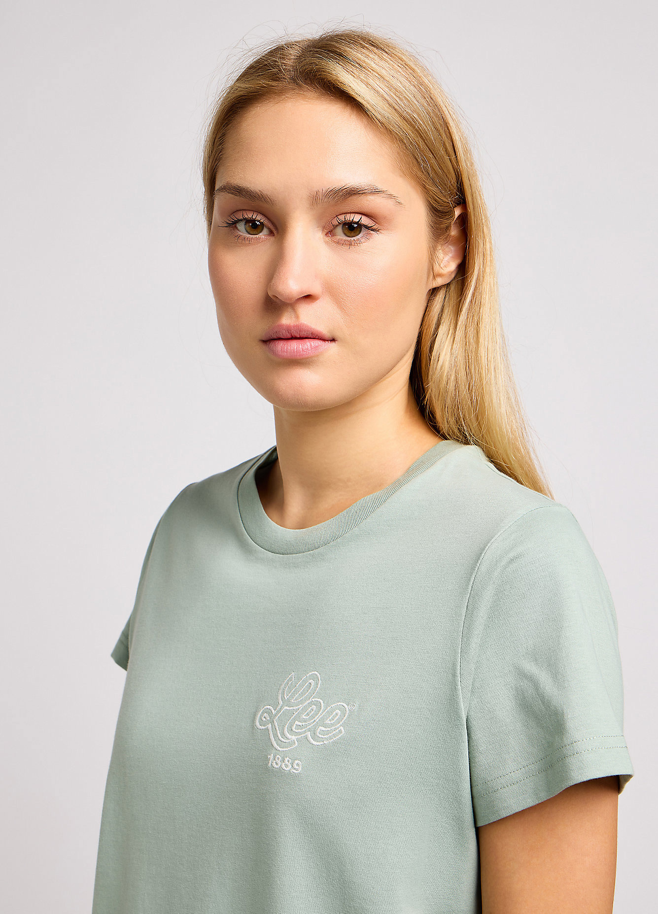 Damski T Shirt Lee Small Logo Tee Intuition Grey - 112350199