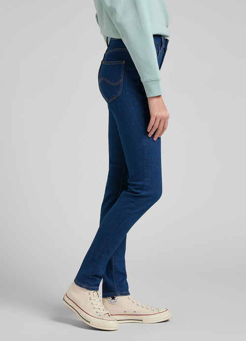 Damskie Spodnie Dzinsowe Lee Scarlett High Dark Zurri - L626OPOR