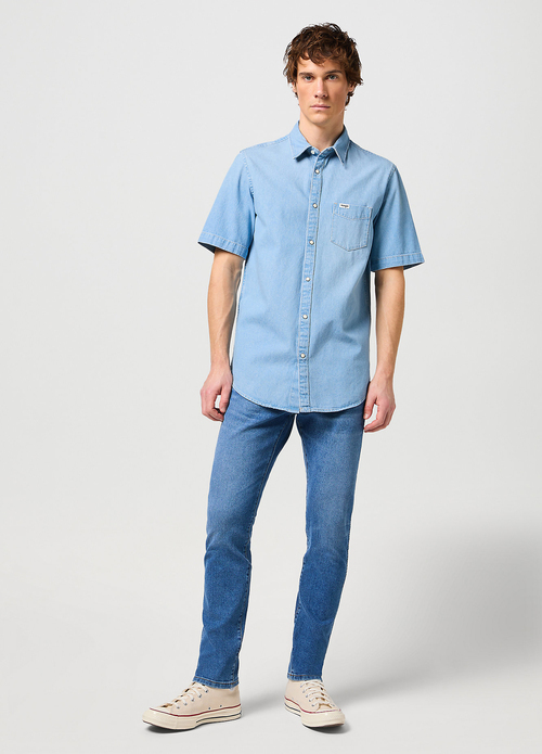 Wrangler® Short Sleeve One Pocket Shirt - Light Stone