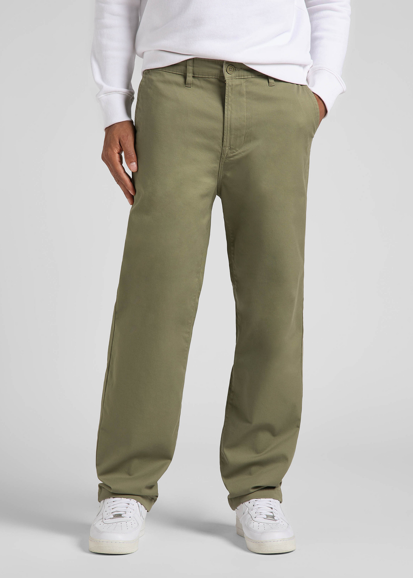 Meskie Spodnie Materialowe Lee Relaxed Chino Olive Green - L70XTY72