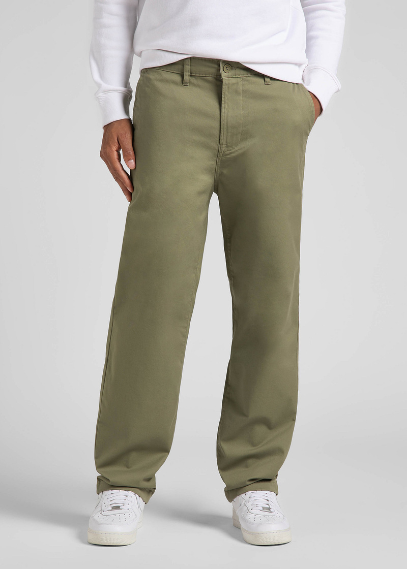 Mskie Spodnie Materiaowe Lee Relaxed Chino Olive Green - L70XTY72