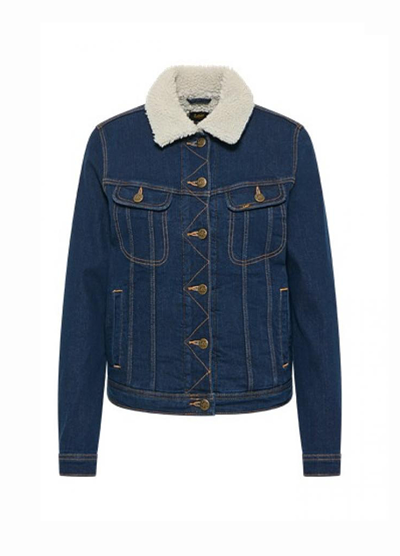 Damska Kurtka Dzinsowa Lee Sherpa Rider Jacket Rinse - L54VVM36