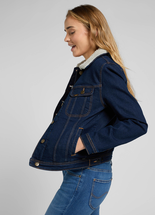 Damska Kurtka Dzinsowa Lee Sherpa Rider Jacket Rinse - L54VVM36