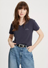 Cross Jeans T Shirt V Neck Navy 001 - 56094-001