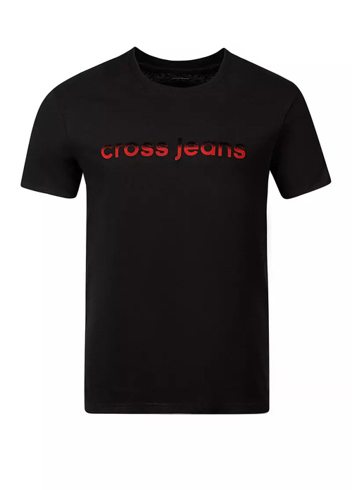 Cross Jeans Tshirt C Neck Logo Black 020 - 15929-020