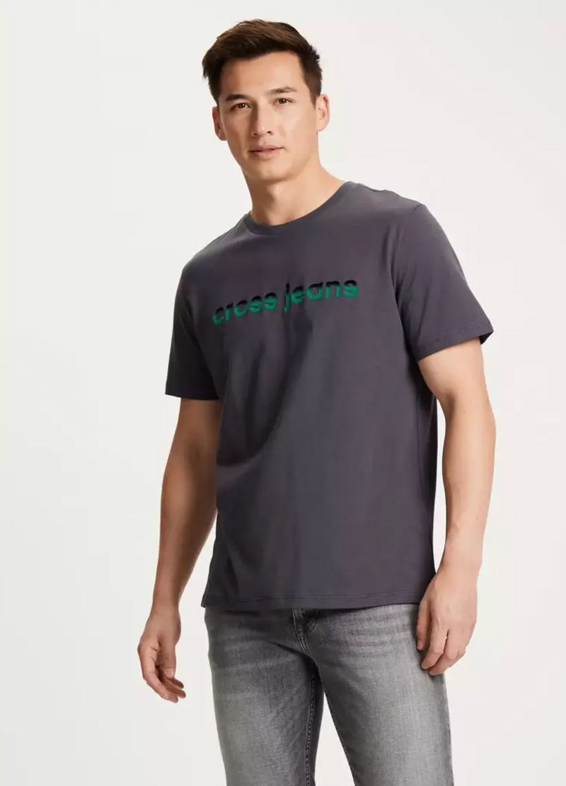 Cross Jeans T Shirt Logo Anthracite 021 - 15929-021