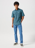 Wrangler Short Sleeve 1 Pocket Shirt Hydro Indigo Check - 112350482