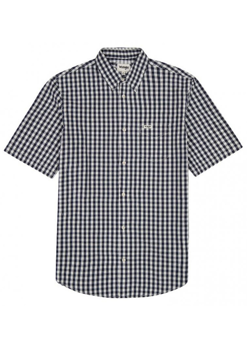 Meska Koszula Materialowe Wrangler Short Sleeve 1 Pocket Shirt Black Iris Check - 112350566