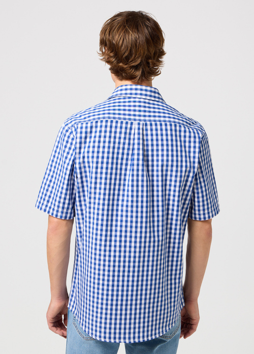Wrangler Short Sleeve 1 Pocket Shirt Sodalite Blue Check - 112350568