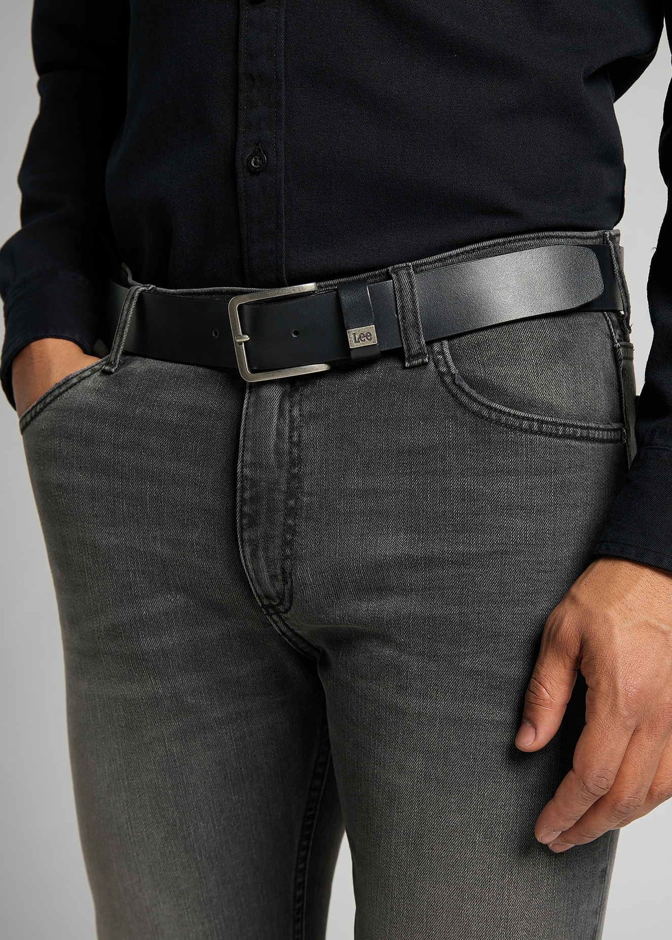 Pasek Meski Lee Small Logo Belt Black - LA035301