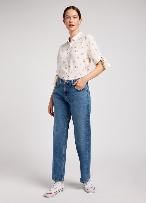 Damskie Spodnie Dzinsowe Lee Rider Classic Mid Wash - 112348951