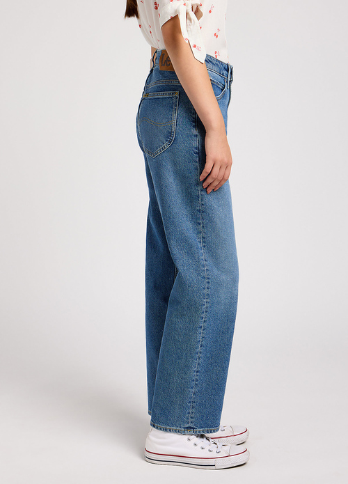 Damskie Spodnie Dzinsowe Lee Rider Classic Mid Wash - 112348951