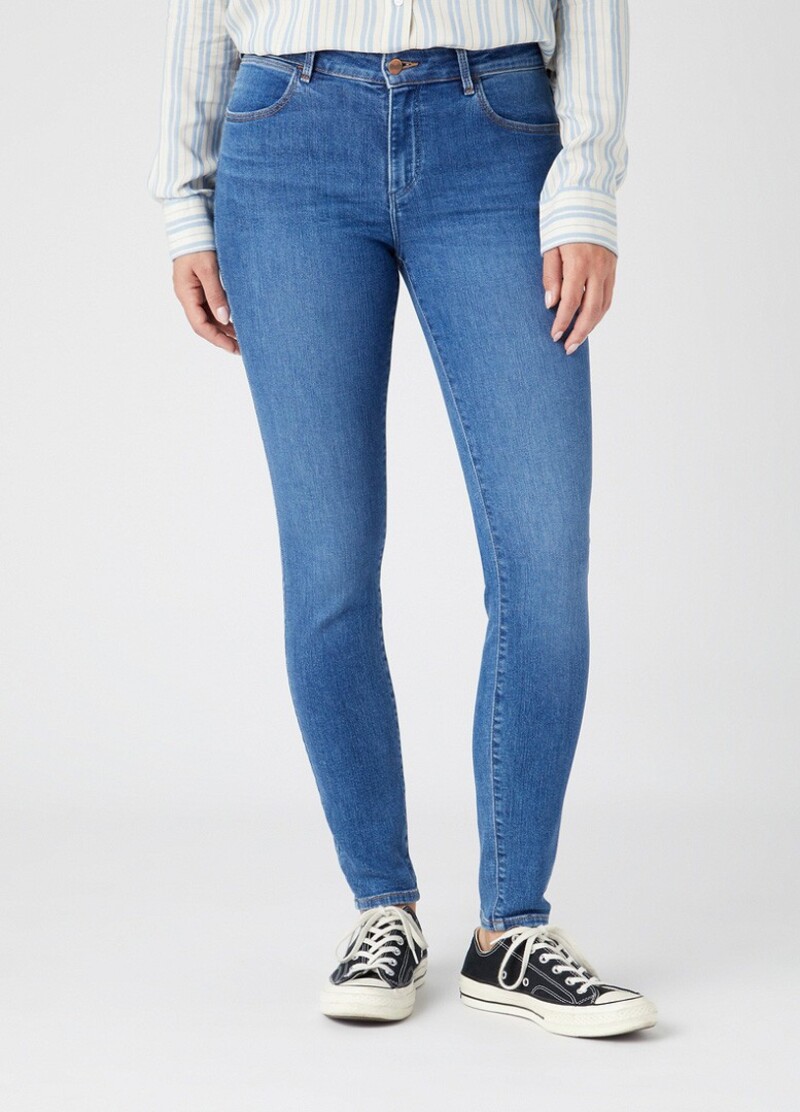 Damskie Spodnie Dzinsowe Wrangler Skinny W28klc52m Blue Wonder - W28KLC52M