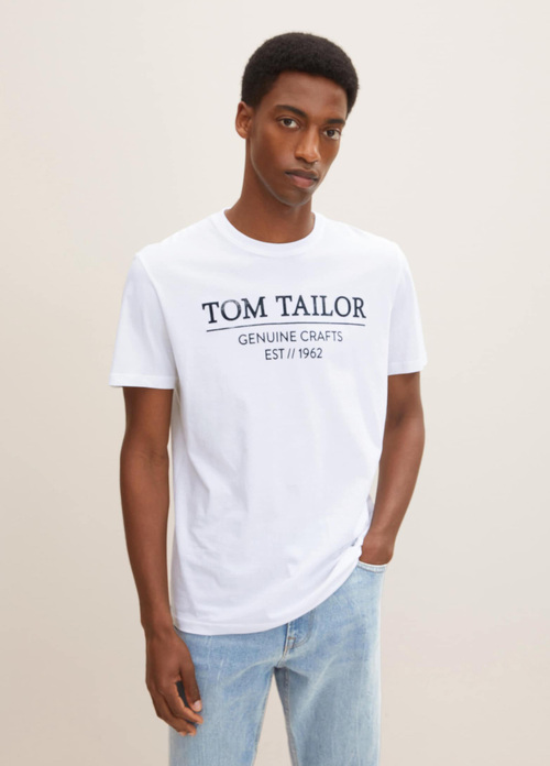 Tom Tailor T Shirt Logo White - 1021229-20000