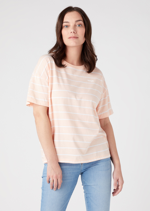 Wrangler Stripe Tee - Peach Melba W7XGMJP60 112328925