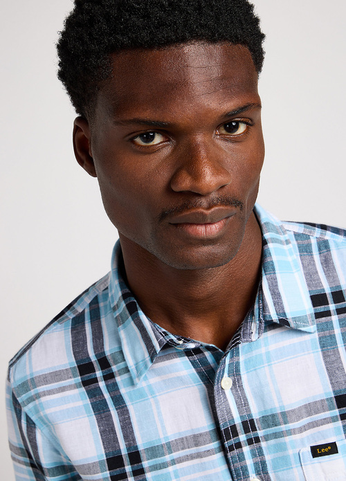 Meska Koszula Materialowe Lee Leesure Shirt Preppy Blue Check - 112349056