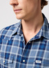 Wrangler® Short Sleeve Western Shirt - Light Blue Indigo Check