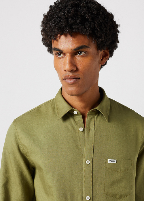 Wrangler® Long Sleeve 1 Pocket Shirt - Capulet Olive