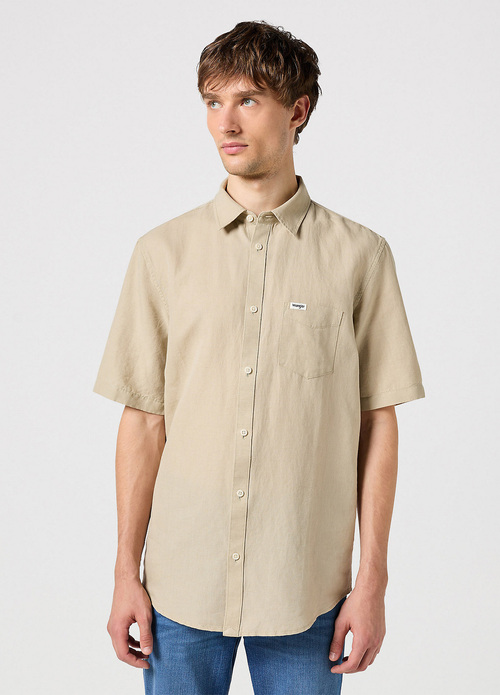 Wrangler® Short Sleeve One Pocket Shirt  - Plaza Taupe