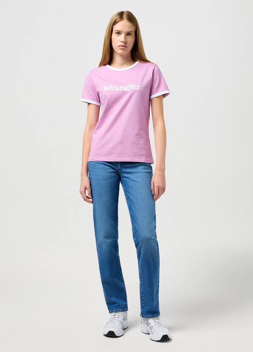 Damskie Spodnie Dzinsowe Wrangler Straight Mid Wash - 112351740