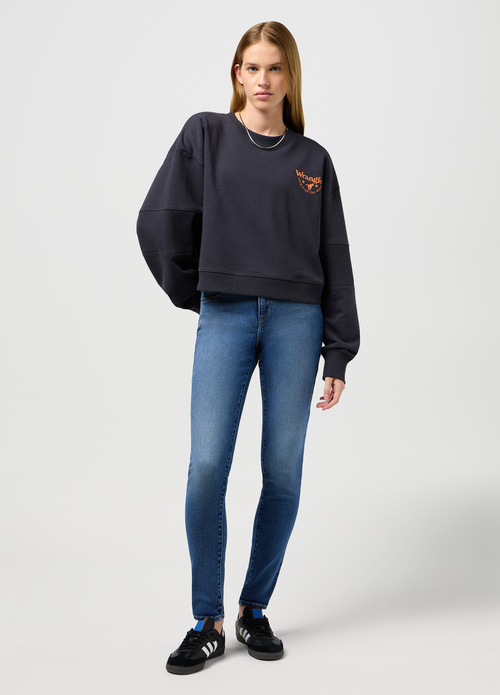 Damskie Spodnie Dinsowe Wrangler Skinny Dark Mesh - 112351742