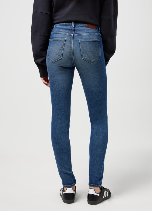 Damskie Spodnie Dinsowe Wrangler Skinny Dark Mesh - 112351742