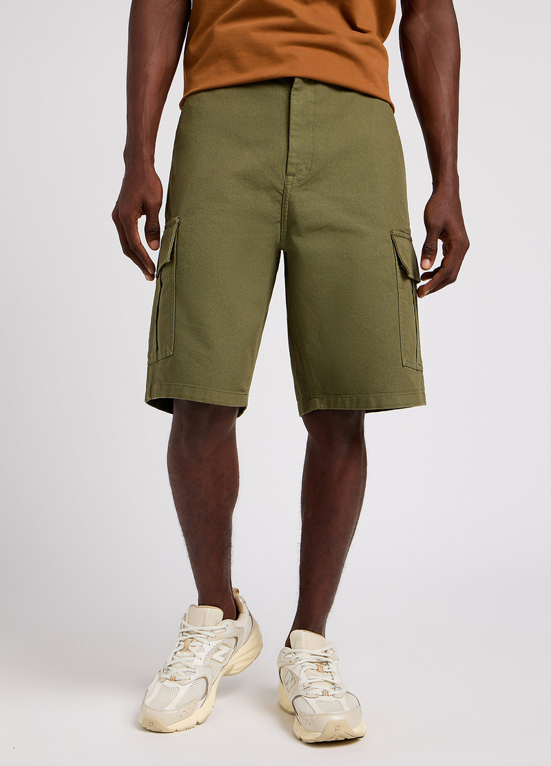 Meskie Szorty Materialowe Lee Cargo Short Olive Green - 112349193