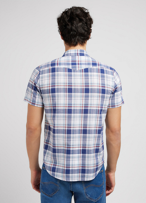 Lee Short Sleeve Western Shirt Medieval Blue Check - 112349936