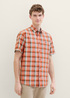 Tom Tailor Short Sleeve Shirt Orange Multicolour Check - 1040458-35372