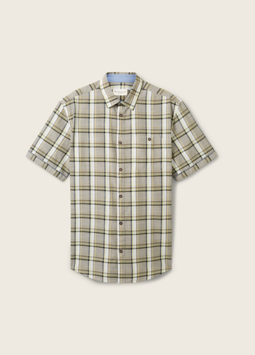 Tom Tailor Short Sleeve Shirt Olive Multicolor Check - 1040458-35373