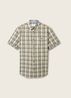 Meska Koszula Materialowe Tom Tailor Short Sleeve Shirt Olive Multicolor Check - 1040458-35373