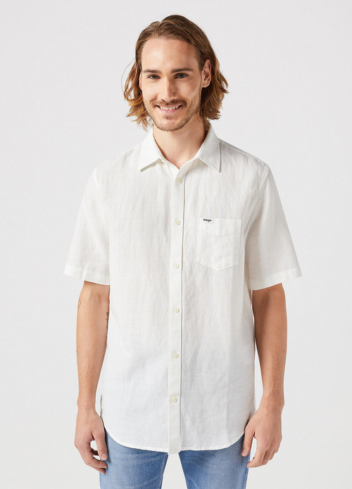 Wrangler Short Sleeve 1 Pocket Shirt Worn White