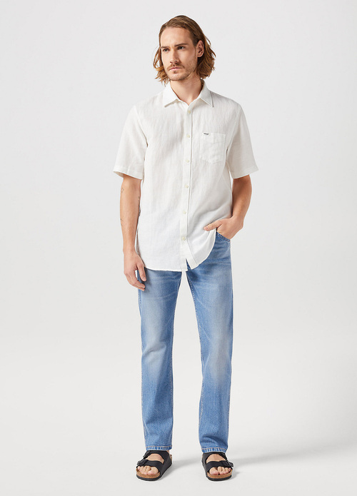 Wrangler Short Sleeve 1 Pocket Shirt Worn White - 112352187