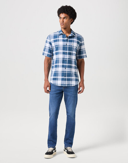 Wrangler Short Sleeve One Pocket Shirt Blue - 112350498