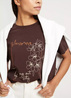 Cross Jeans Flower T Shirt C Neck Brown 025 - 56049-025