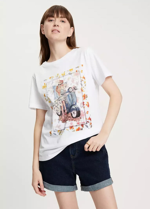 Cross Jeans Painted T Shirt White 008 - 56061-008