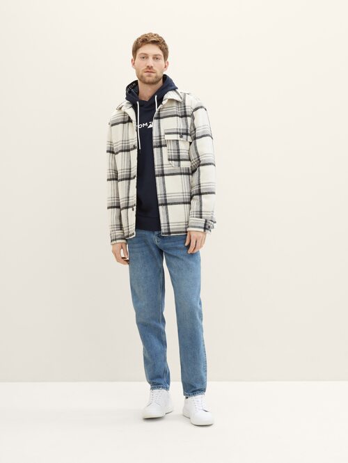 Meska Bluza Tom Tailor Hoodie With A Logo Print Sky Captain Blue - 1040834-10668