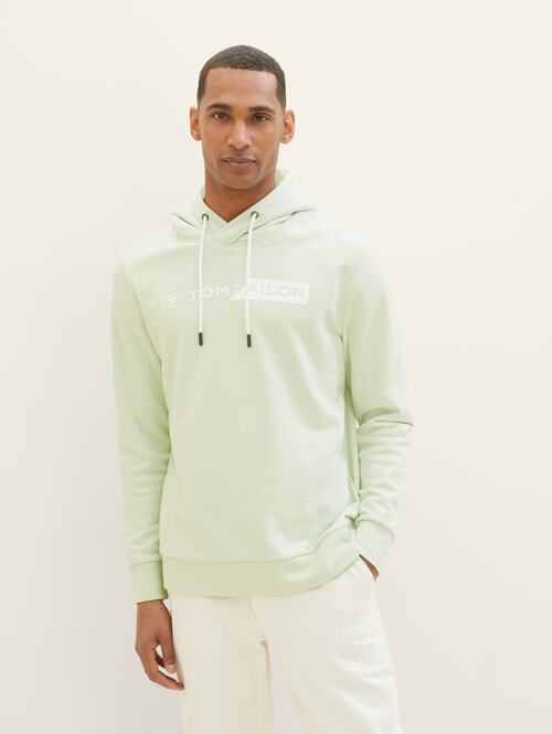 Tom Tailor Hoodie With A Logo Print - Tender Sea Green 1040834-35169 
