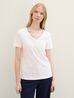 Damski T Shirt Tom Tailor Long Sleeve V Neck T Shirt Whisper White - 1041533-10315