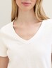 Damski T Shirt Tom Tailor Long Sleeve V Neck T Shirt Whisper White - 1041533-10315