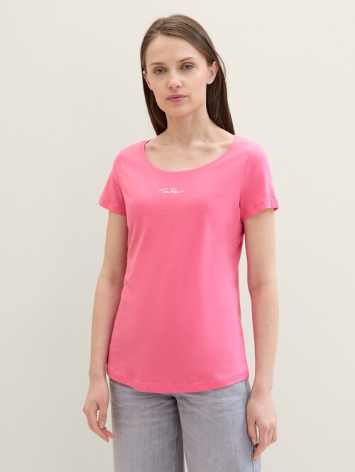 Tom Tailor Round Neck T Shirt Carmine Pink - 1042892-15799