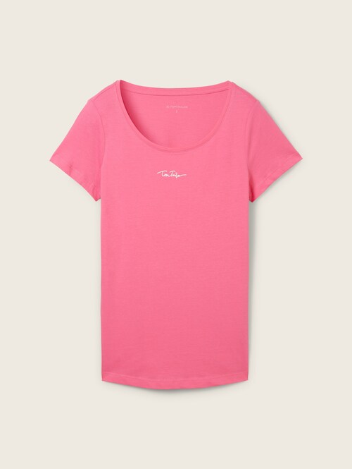 Tom Tailor Round Neck T Shirt Carmine Pink - 1042892-15799