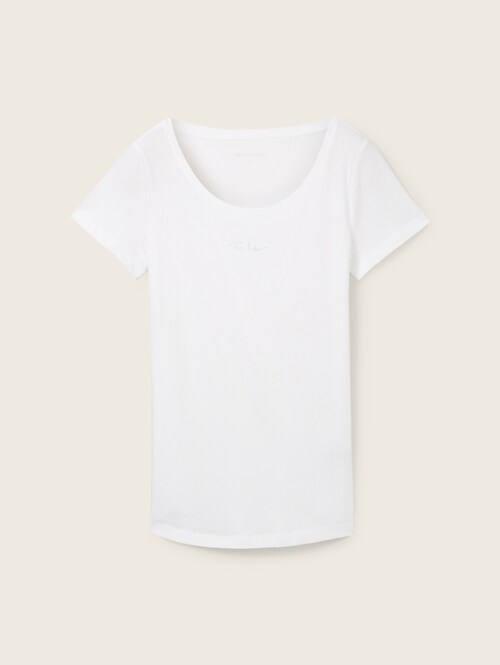 Tom Tailor Round Neck T Shirt White - 1042892-20000