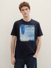 Meski T Shirt Tom Tailor T Shirt With A Print Sky Captain Blue - 1040898-10668