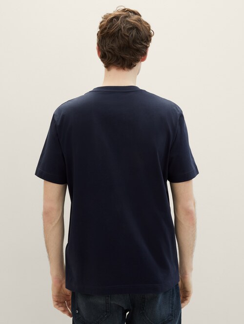 Meski T Shirt Tom Tailor T Shirt With A Print Sky Captain Blue - 1040898-10668
