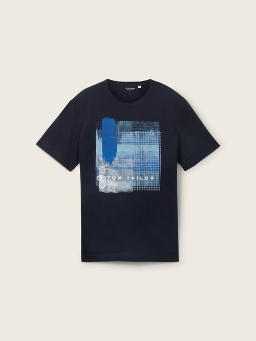 Tom Tailor T Shirt With A Print Sky Captain Blue - 1040898-10668