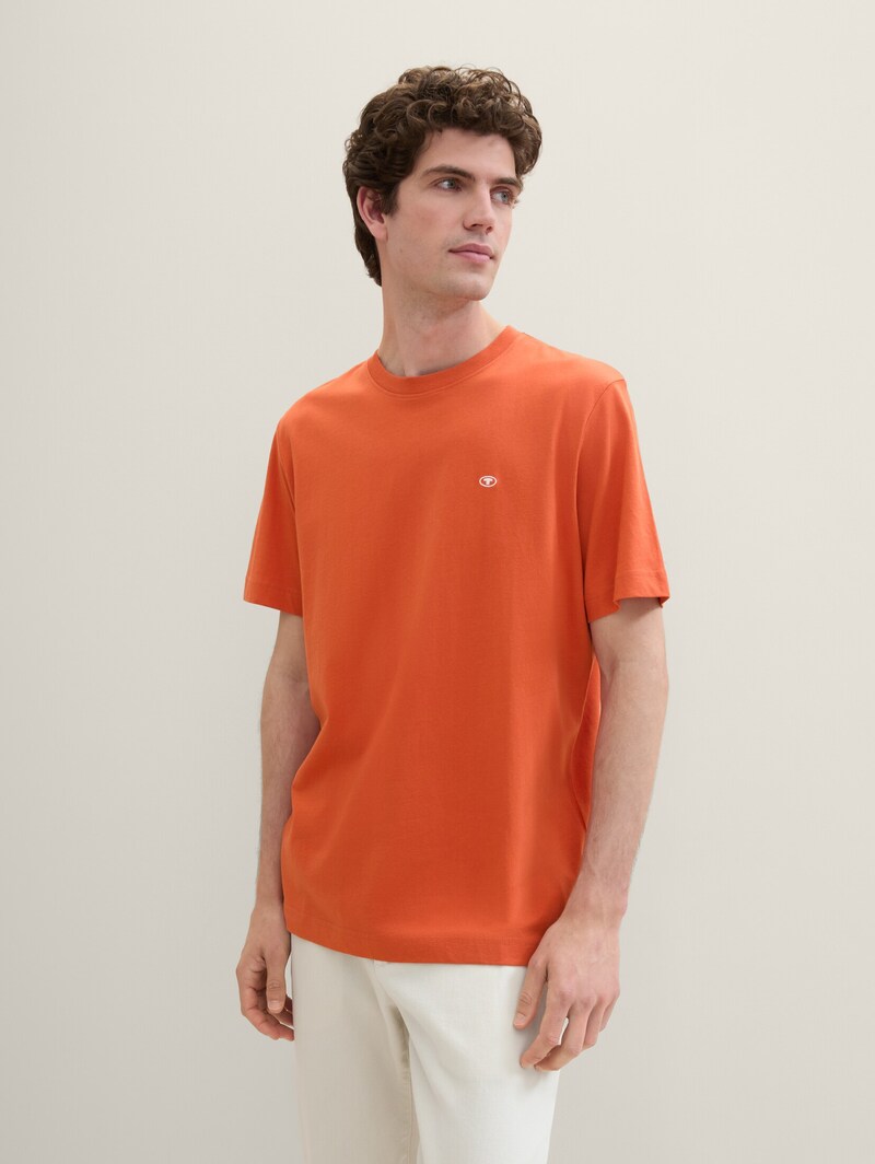 Meski T Shirt Tom Tailor Basic T Shirt Marocco Orange - 1040902-12883