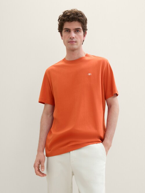 Meski T Shirt Tom Tailor Basic T Shirt Marocco Orange - 1040902-12883
