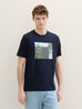 Meski T Shirt Tom Tailor T Shirt With Print Sky Captain Blue - 1041793-10668